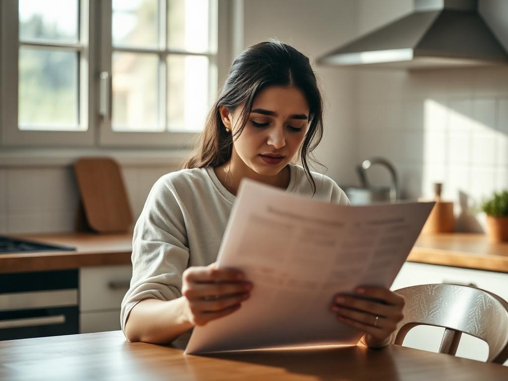 Mulher analisando documento de demissão